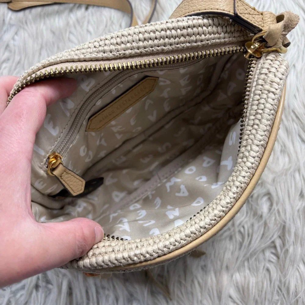 Aimee Kestenberg Woven Straw Crossbody Bag Coastal Resort Vacation Beach Boho